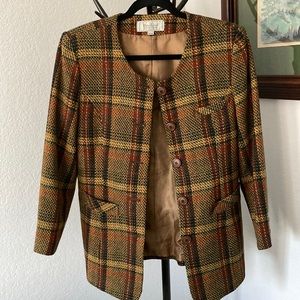 Vintage 1990’s Wool Blend Oversized Tartan Blazer & Skirt Size S